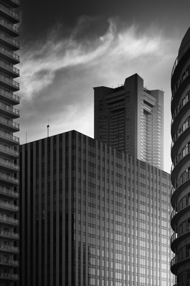Towering City Structures by Akira TAKAUE — canvas wall art