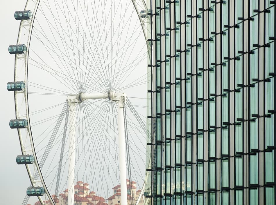 Glass Building Ferris Wheel by Wayne Pearson — canvas wall art