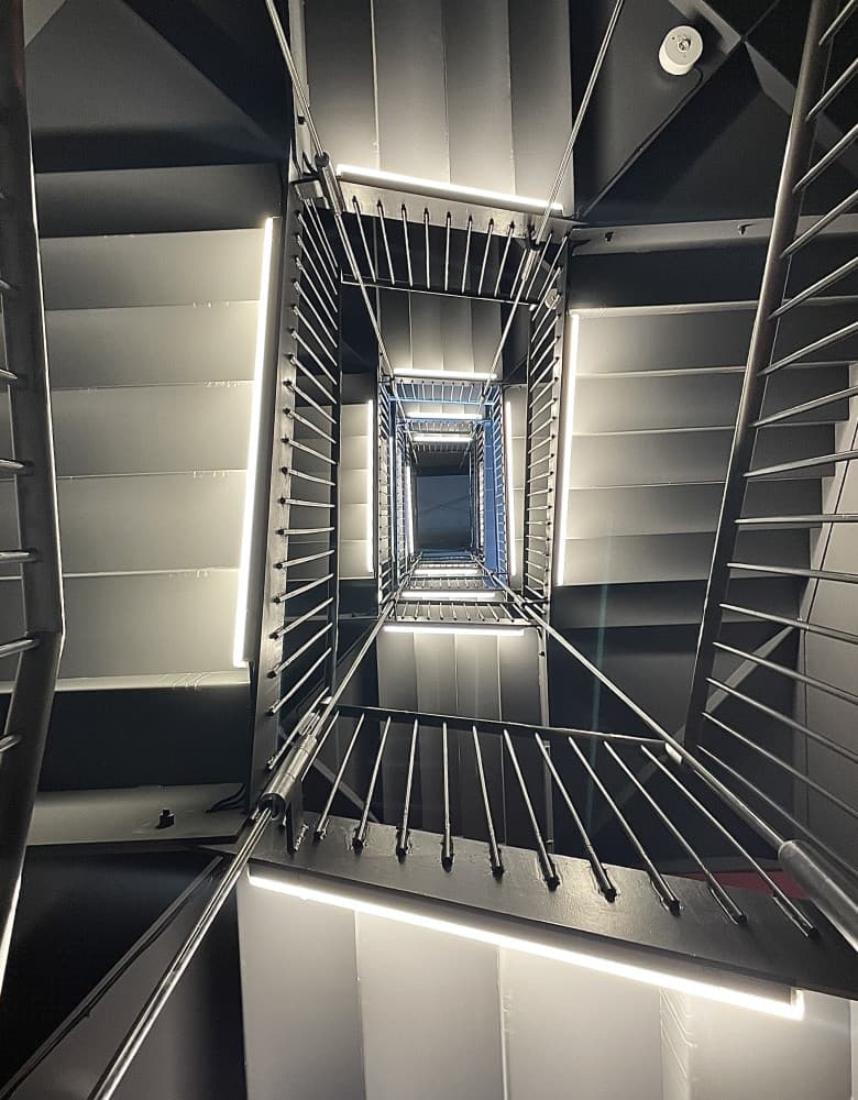 Endless Geometric Stairwell by KIMIO KOBAYASHI — canvas wall art