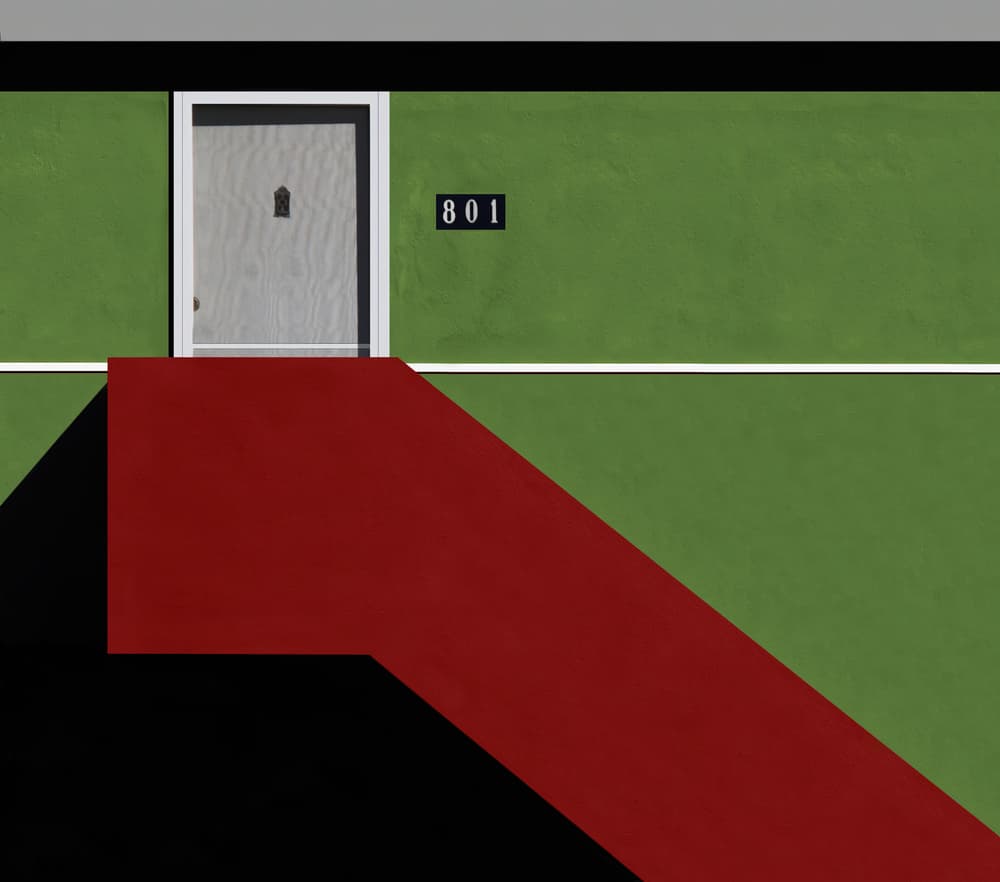 Red Steps Green Wall by Roxana Labagnara — canvas wall art
