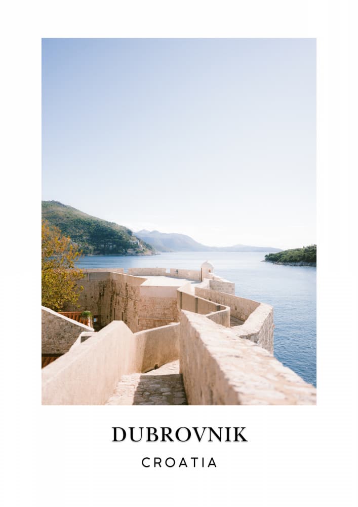 Wall of Dubrovnik Croatia Travel poster by Raisa Zwart — canvas wall art