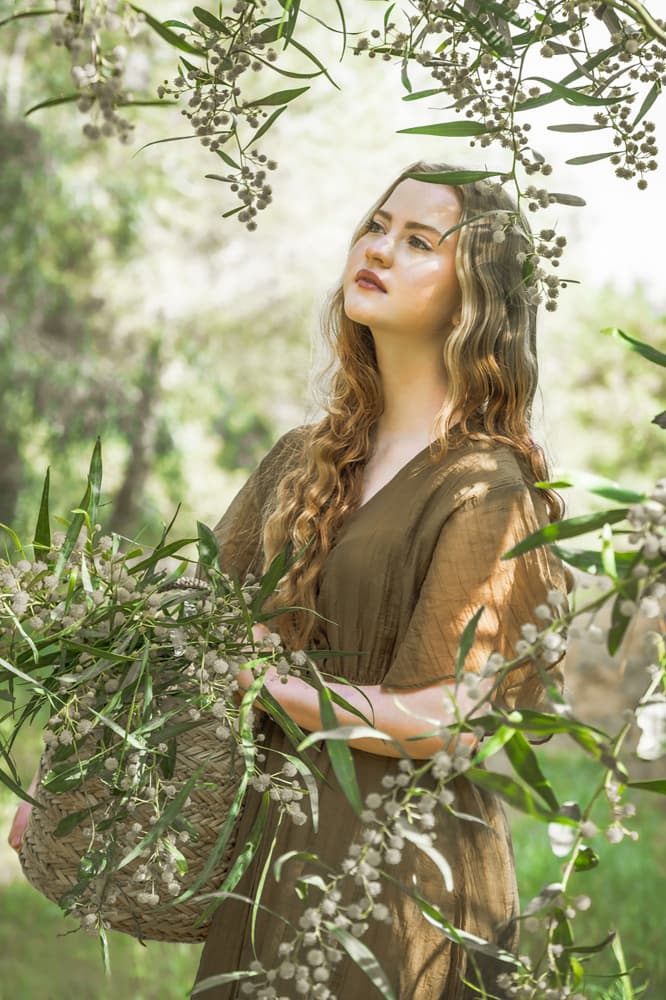 Woman with Forest Basket by MAZAL TOV MATTY OZERI — canvas wall art