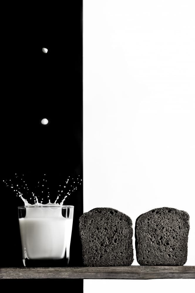 Milk Splash and Bread by Volodymyr Poleshchuk — canvas wall art