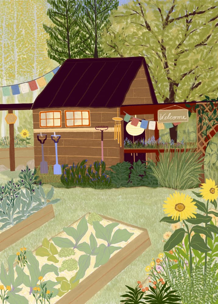Cozy Garden Shed by Elsa Eleni — canvas wall art