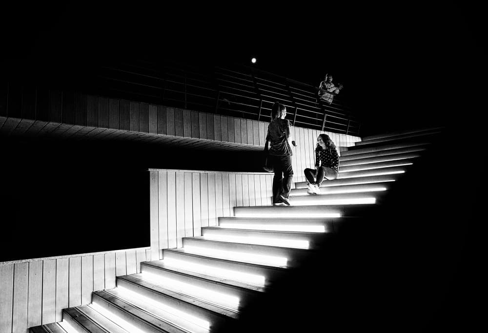 Modern Illuminated Steps by Miodrag Kosanovic — canvas wall art