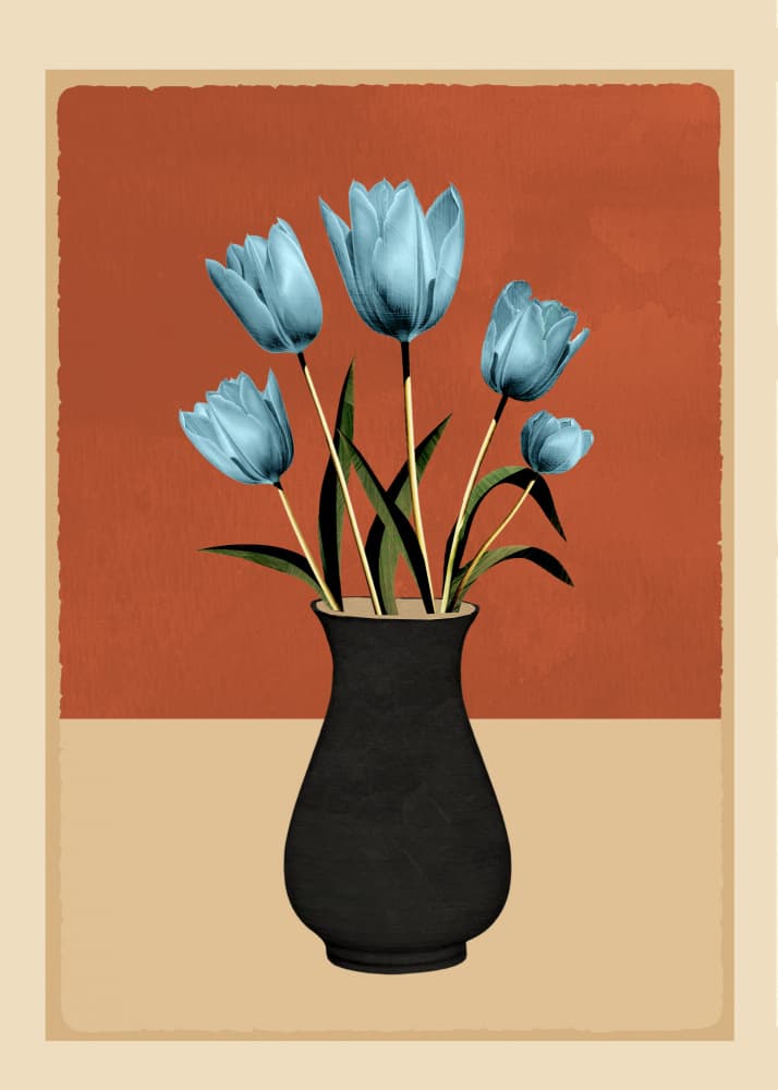 Vintage Blue Tulips Vase by City Art — canvas wall art