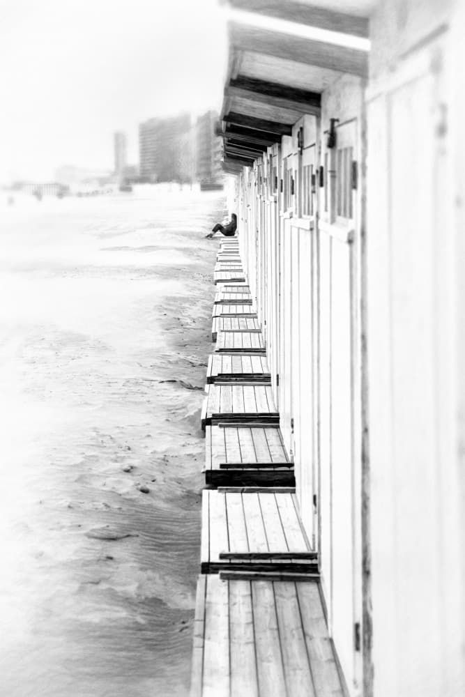 Quiet Beach Huts by Bruno Flour — canvas wall art