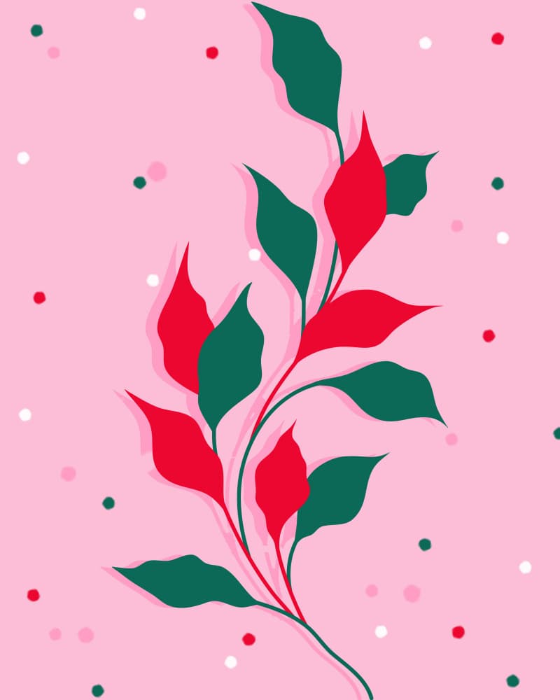 Festive Botanical Leaves by Kintsugi99 — canvas wall art