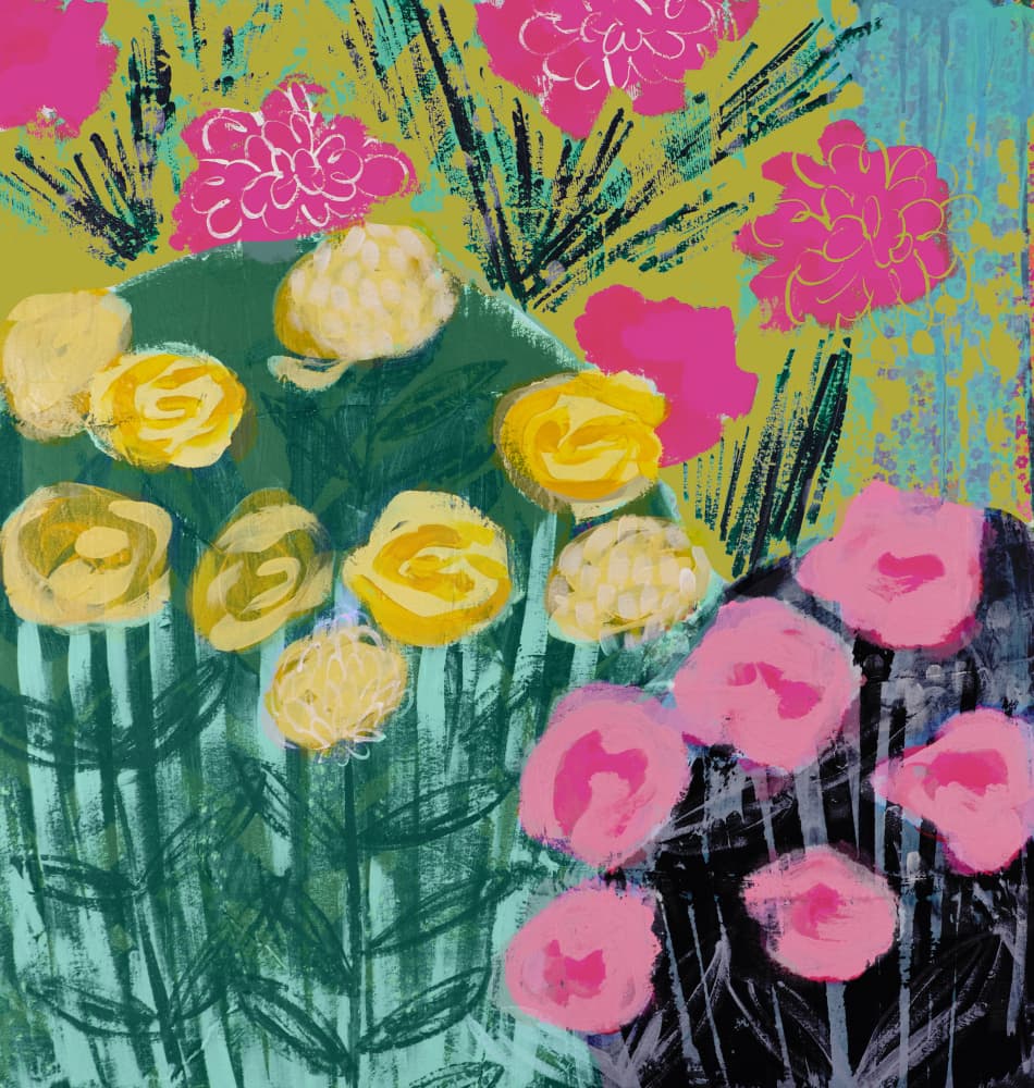 Vibrant Abstract Flowers by Shelley Hampe — canvas wall art