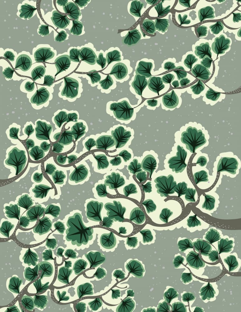 Green Botanical Branches by Nicholas — canvas wall art