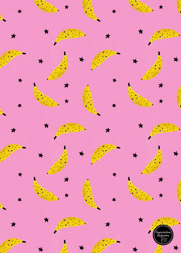 Pink Banana Stars by Gwendoline Lefeuvre — canvas wall art