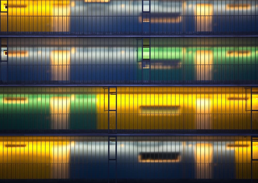 Colorful Facade Glow by Hans Peter Rank — canvas wall art