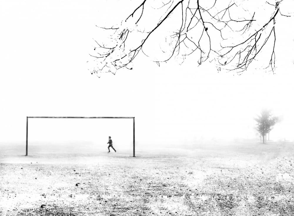 Misty Soccer Solitude by Jasmine Zhang — canvas wall art