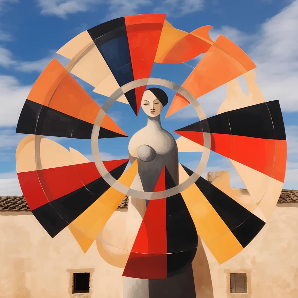 Elegant Woman Geometric Sky by Avanesova Elena — canvas wall art