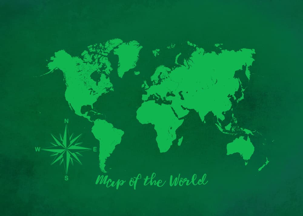 Green World Map by Justyna Jaszke — canvas wall art