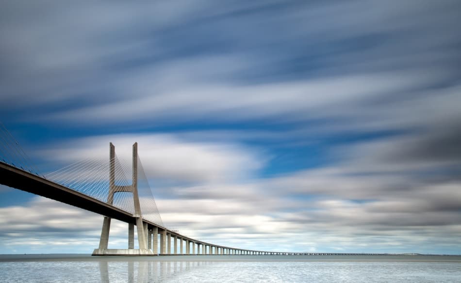Serene Bridge Horizon by Jorge Feteira — canvas wall art