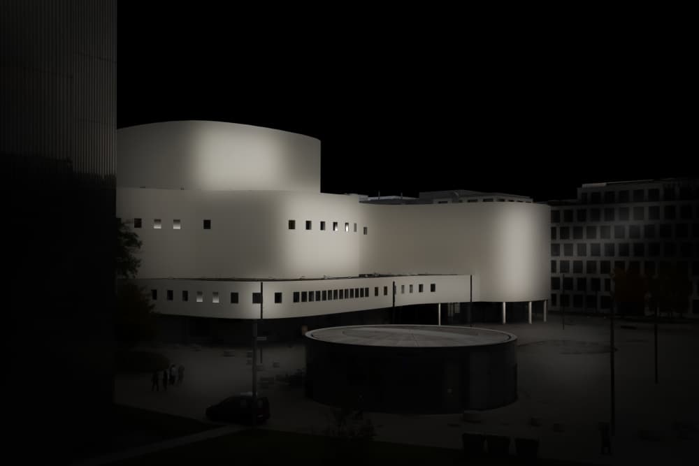 Modern Building Glow by Anita Martin AnnaPileaFotografie — canvas wall art