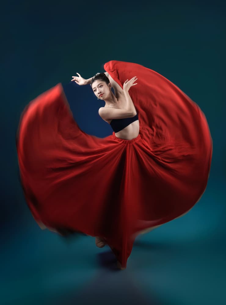 Dynamic Red Skirt Dance by Catherine Wang — canvas wall art