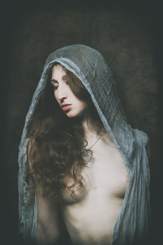 Pensive Veiled Portrait by Christian Kurz — canvas wall art