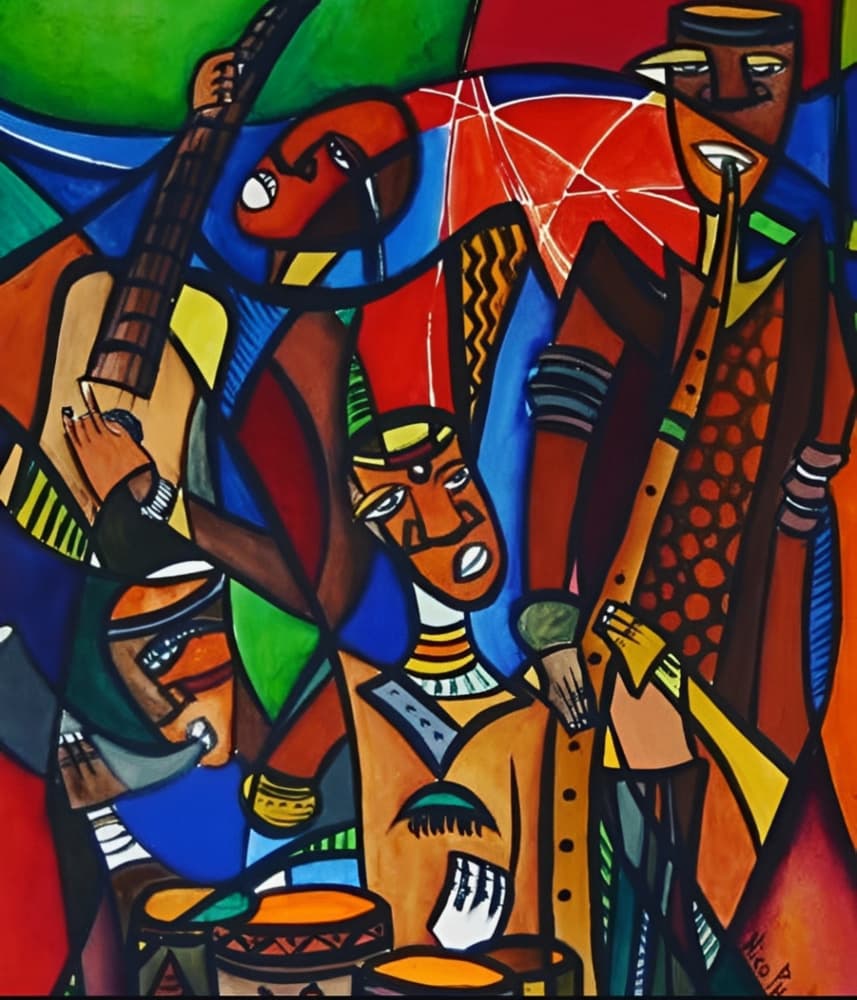 Vibrant Jazz Band by Nico Phooko — canvas wall art