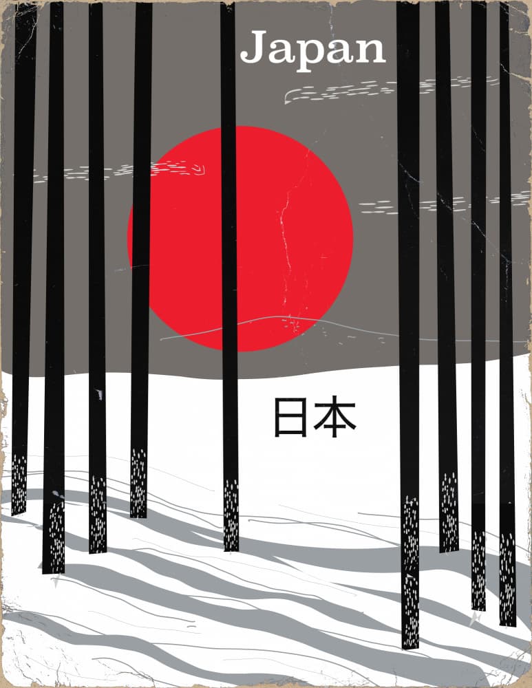 Red Sun Winter Forest by Nicholas — canvas wall art
