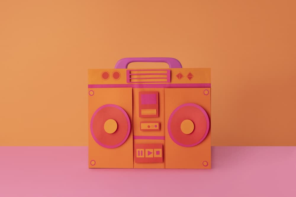 Vibrant Retro Boombox by Julia Ramiro — canvas wall art