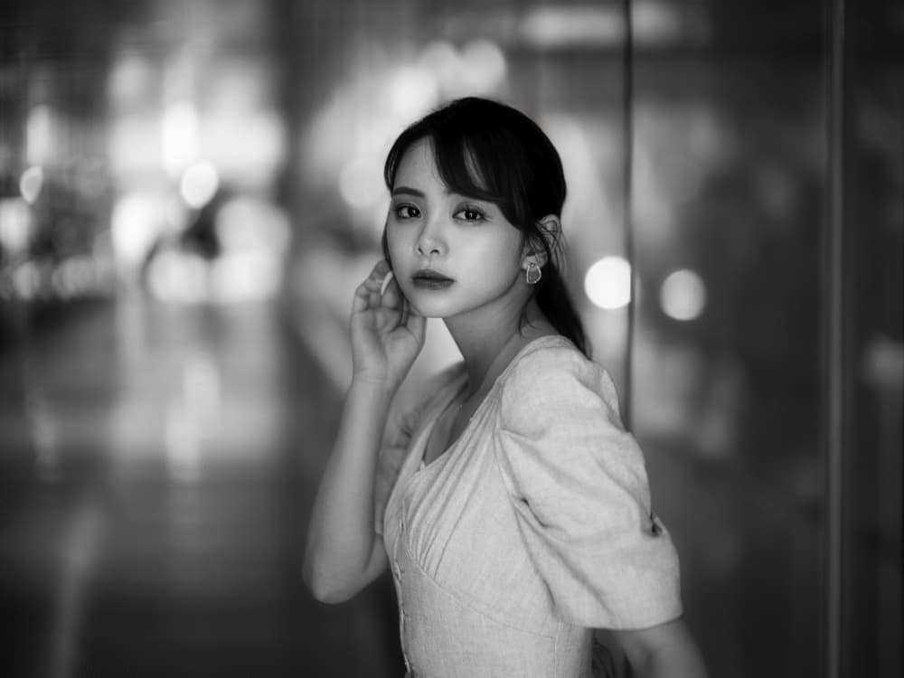 Elegant Black White Gaze by Yuzo Fujii — canvas wall art