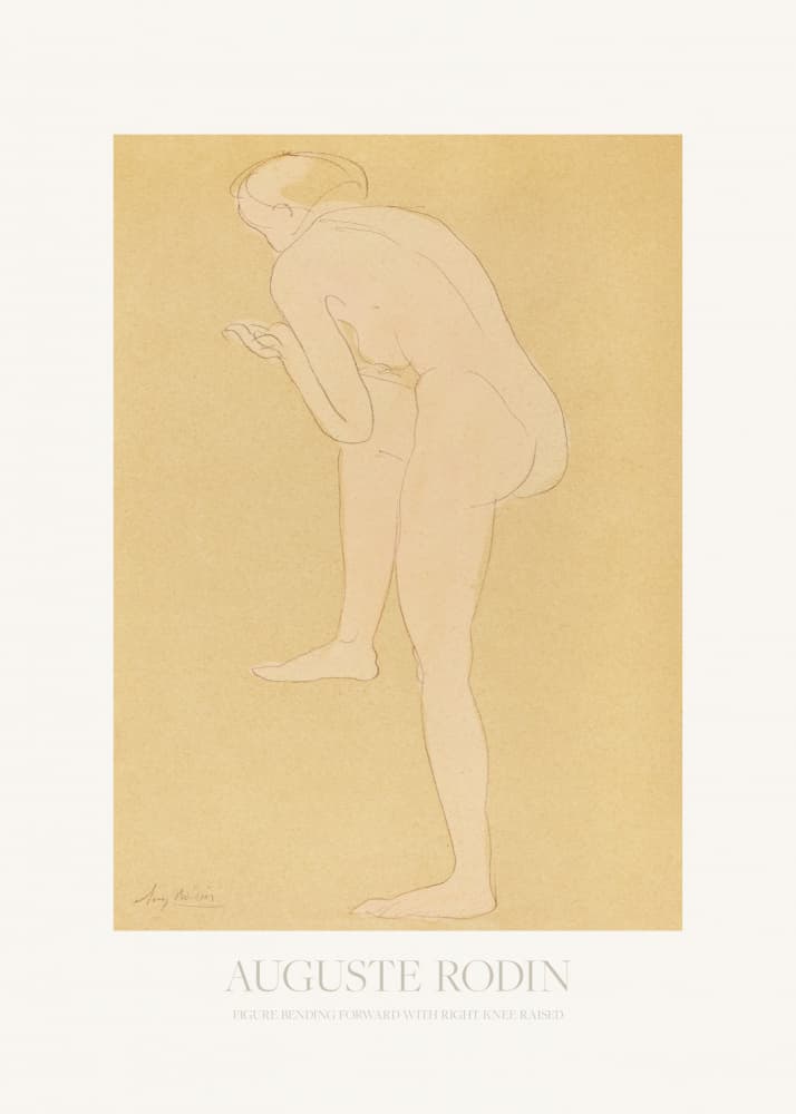 Figure Bending Forward With Right Knee Raised by Auguste Rodin — canvas wall art