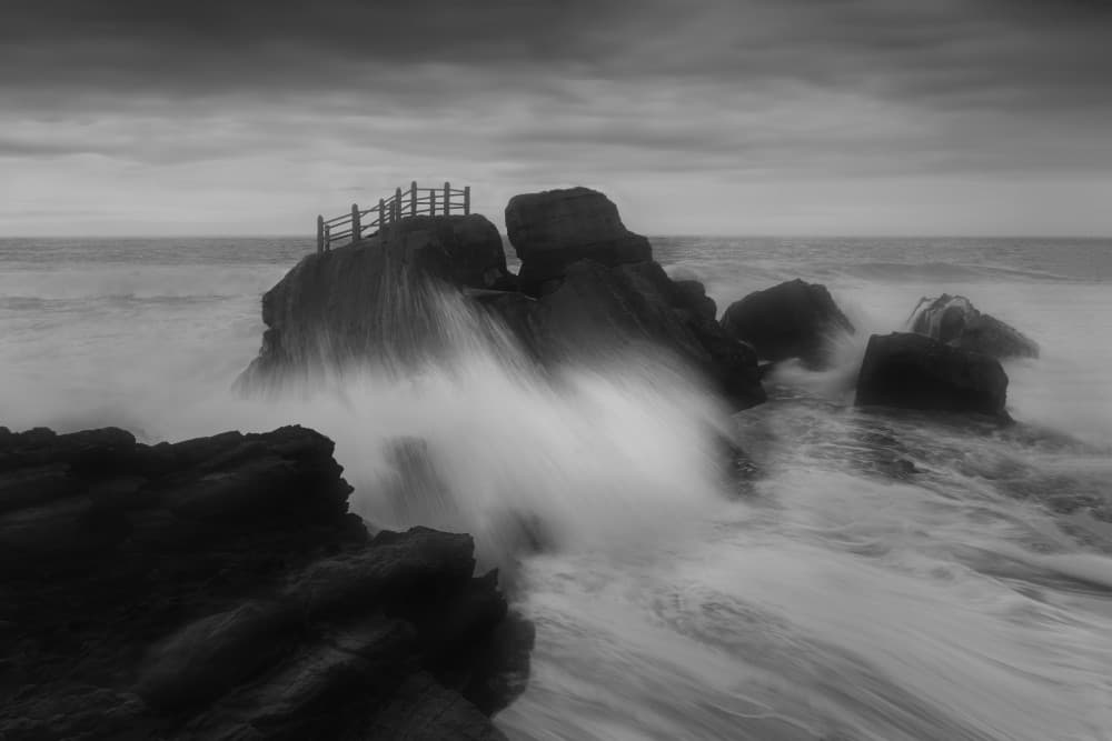 Crashing Ocean Rocks by Leah Xu — canvas wall art
