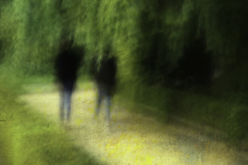 Blurred Figures Walking Path by Rudi Jacobs — canvas wall art