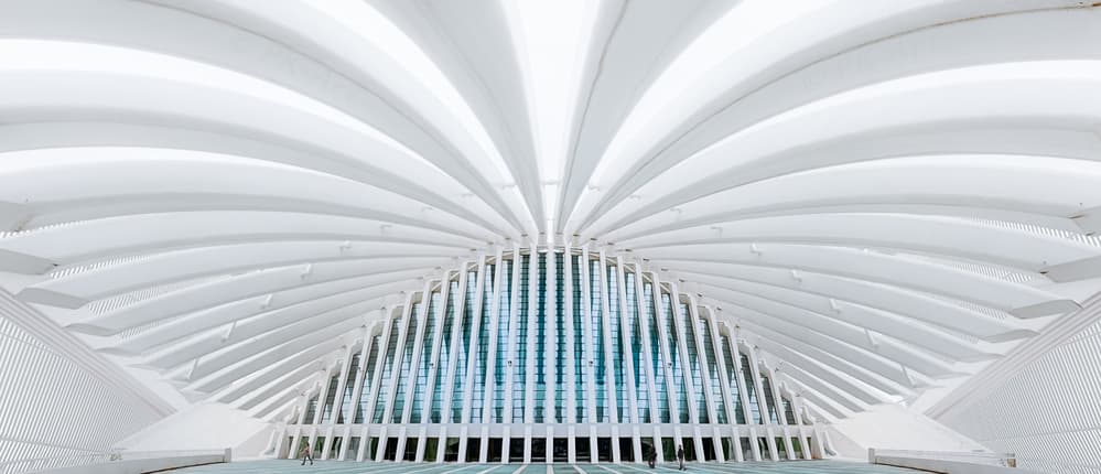 Futuristic White Interior by Kay PK — canvas wall art