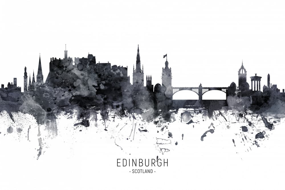 Watercolor Edinburgh Skyline by Michael Tompsett — canvas wall art