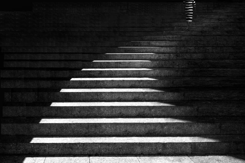 Light And Shadow Stairs by Ekkachai Khemkum — canvas wall art