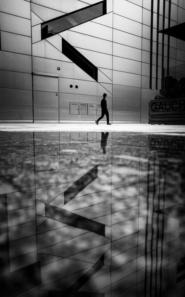 Urban Reflection Walk by Selaru Ovidiu — canvas wall art