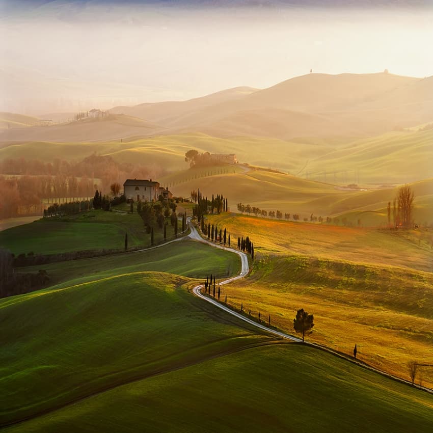 Tuscan Winding Road by Jarek Pawlak — canvas wall art