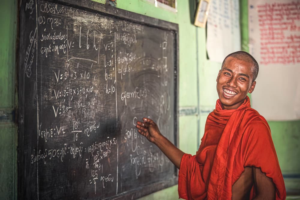 Smiling Monk Classroom by Marco Tagliarino — canvas wall art