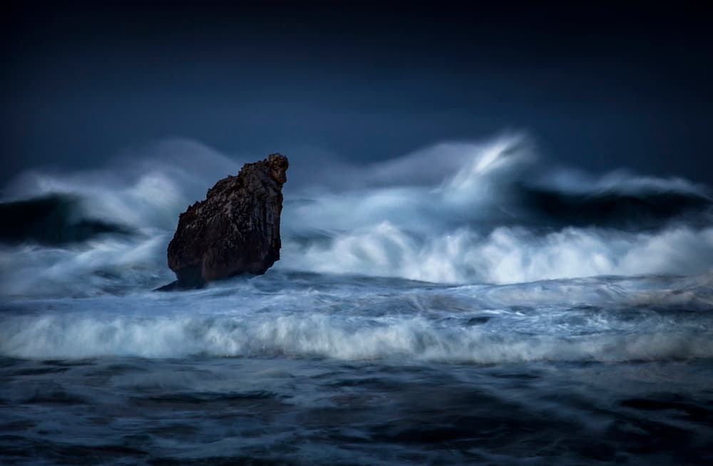 Stormy Sea Stack by Rodrigo Núñez Buj — canvas wall art