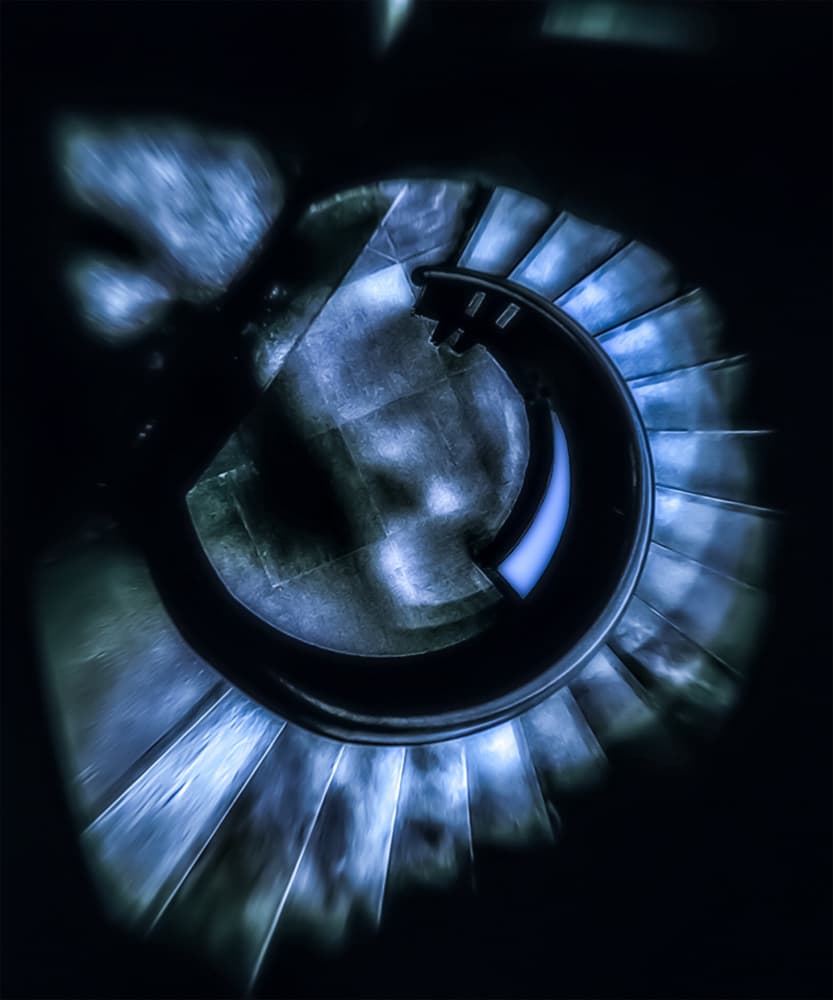 Blue Spiral Stairs by Patrick Compagnucci — canvas wall art