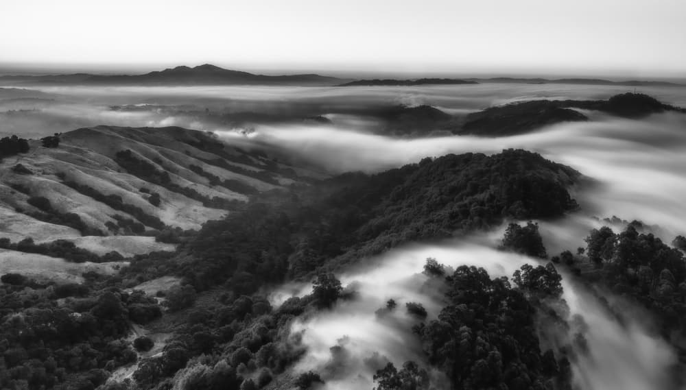 Misty Mountain Landscape by Jenny Qiu — canvas wall art
