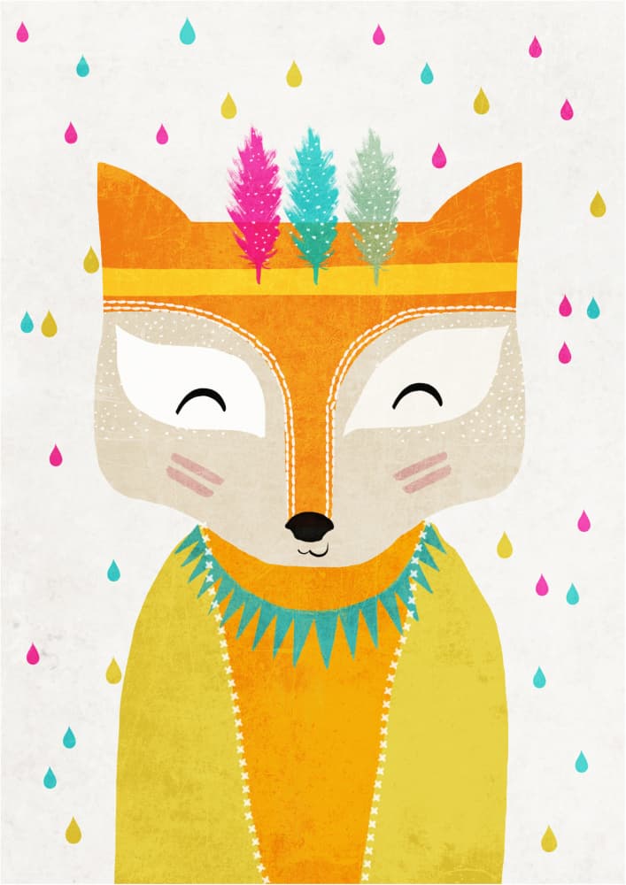 Feathered Fox Face by Treechild — canvas wall art