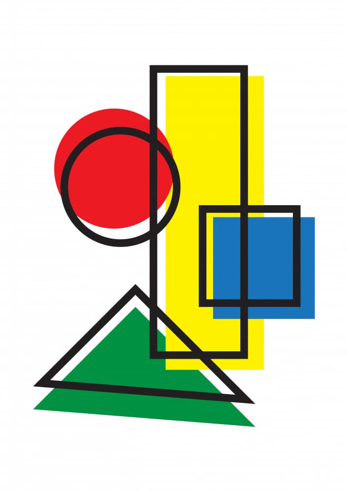 Primary Geometric Shapes by Frankie Kerr-Dineen — canvas wall art