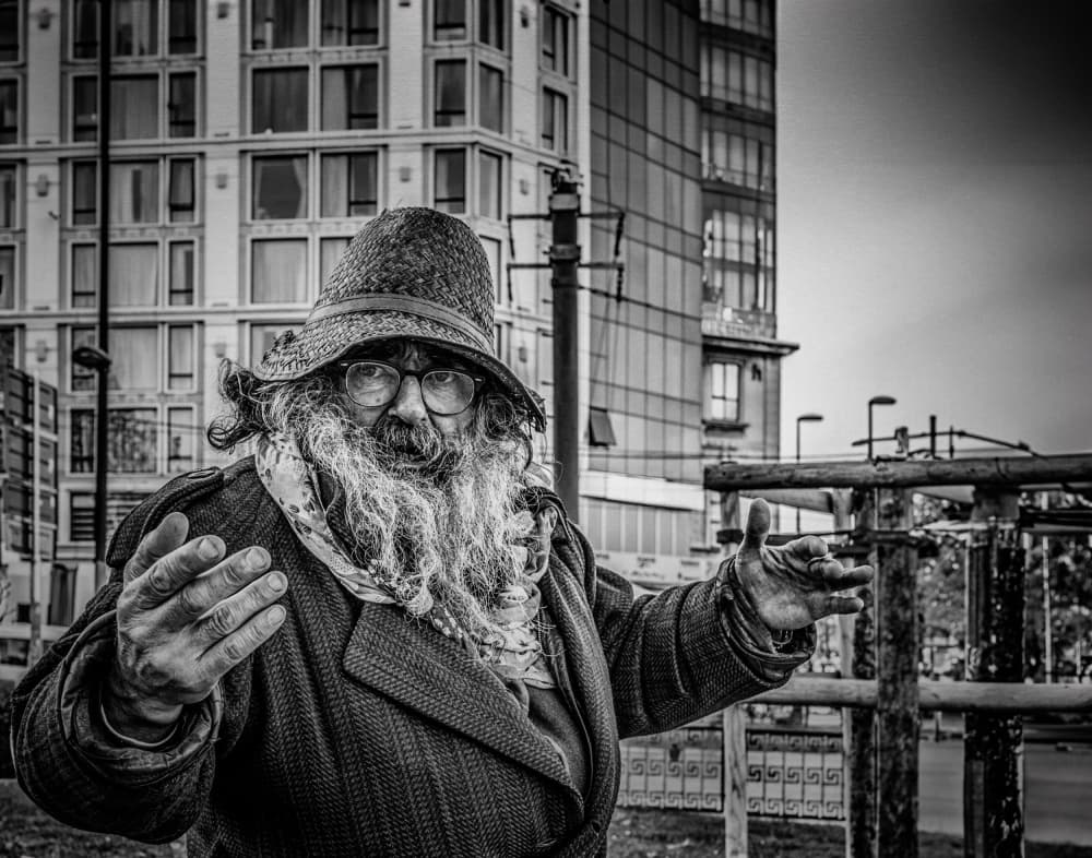 Bearded Man Urban Portrait by Ömer Ates Kızıltug — canvas wall art