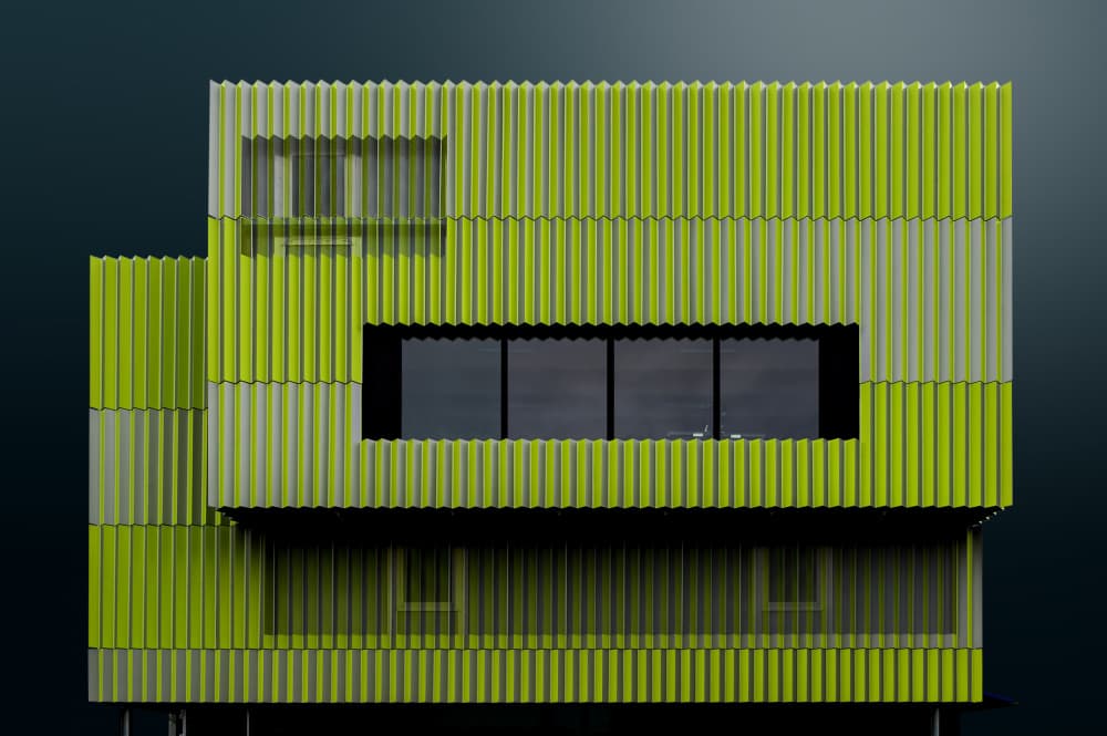Vibrant Green Facade by Hans Günther — canvas wall art