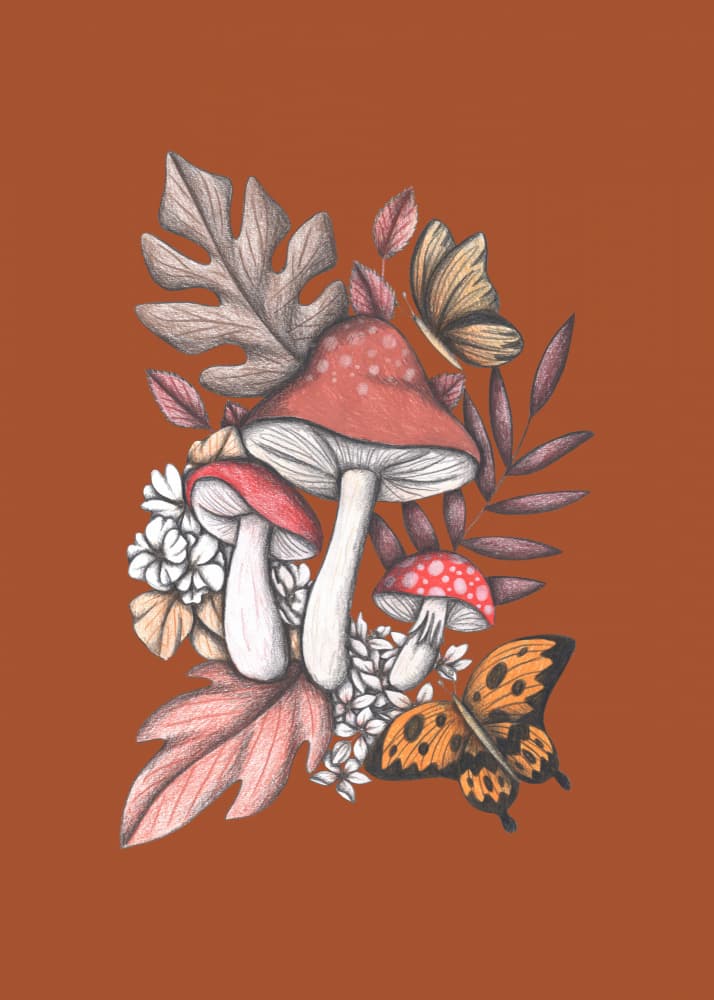 Whimsical Autumn Fungi by Cecilia Battaini — canvas wall art