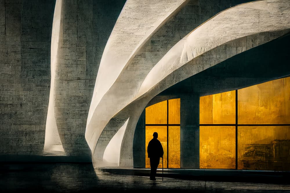 Golden Hallway Silhouette by Luc Stalmans — canvas wall art