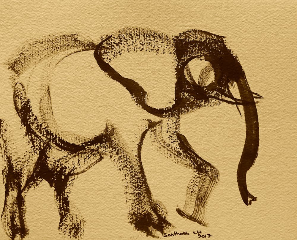 Abstract Elephant Sketch by Santhosh ch — canvas wall art