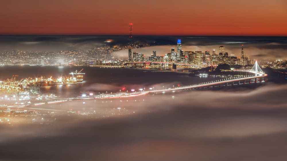 San Francisco Foggy Night by Jinghua Li — canvas wall art