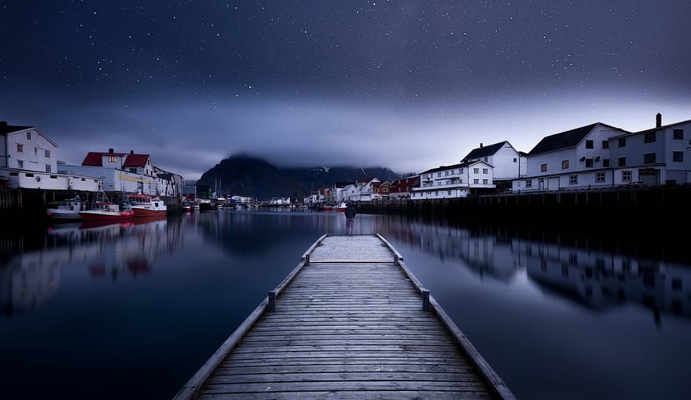 Starry Night Harbor by Lior Yaakobi — canvas wall art