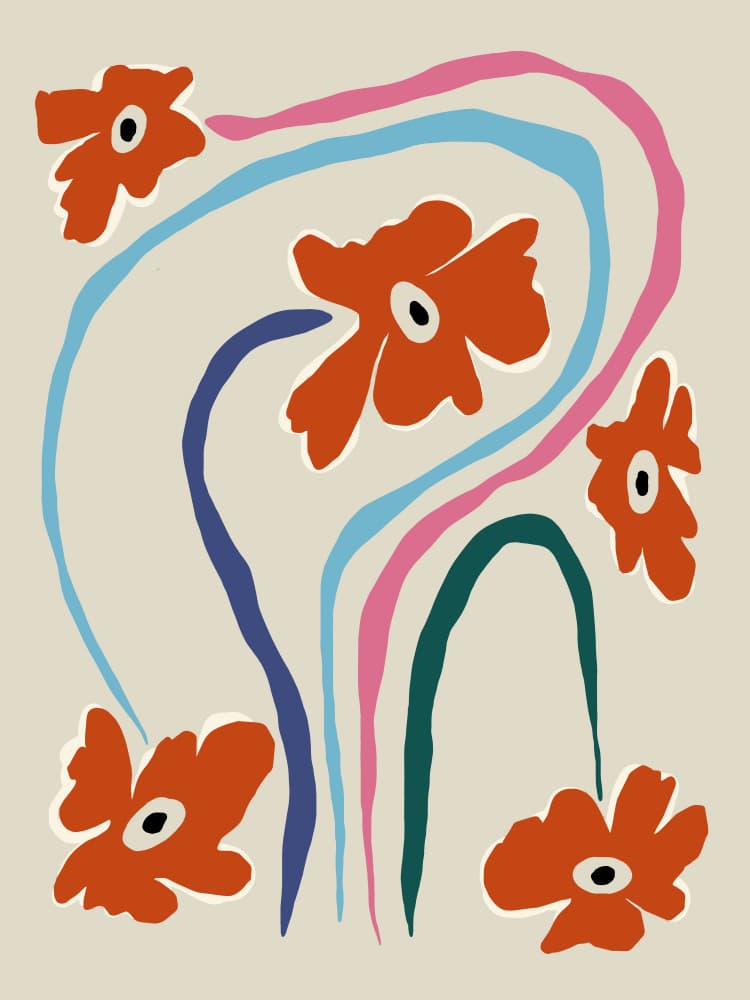 Playful Organic Blooms by Miho Art Studio — canvas wall art