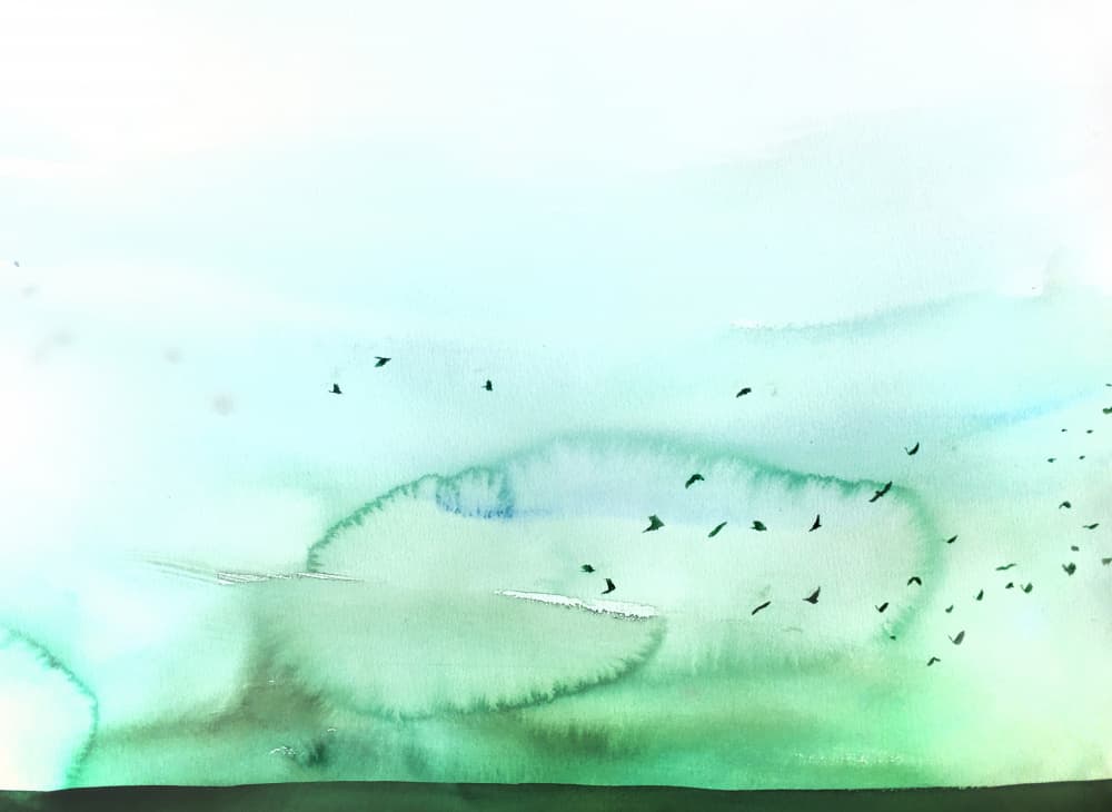 Peaceful Watercolor Birds by Christine Lindstrom — canvas wall art